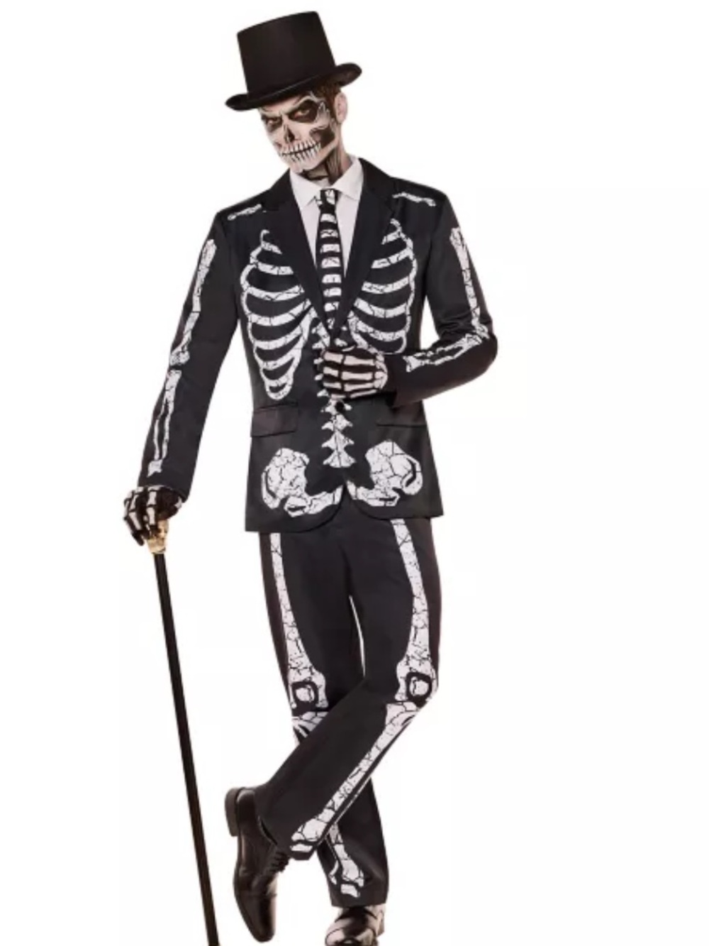 NEW Skeleton Suit Costume - Black & White  Jacket and Pants Large